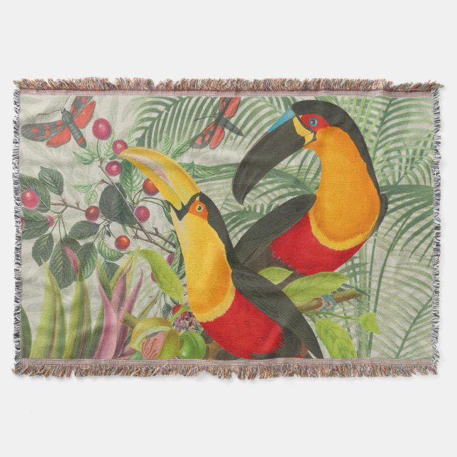 Vibrant Tropical Toucan Birds Art Exotic Jungle Filt (Framsidan)