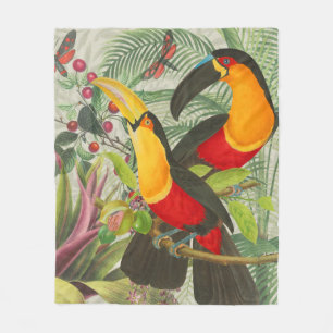 Vibrant Tropical Toucan Birds Art Exotic Jungle Fleecefilt
