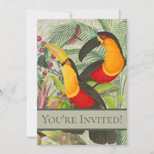 Vibrant Tropical Toucan Birds Art Exotic Jungle Inbjudningar