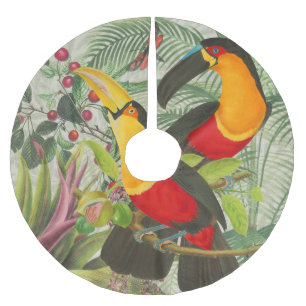 Vibrant Tropical Toucan Birds Art Exotic Jungle Julgransmatta Borstad Polyester