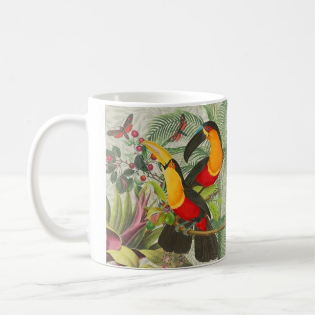 Vibrant Tropical Toucan Birds Art Exotic Jungle Kaffemugg (Vänster)