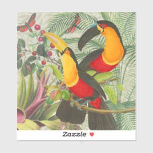 Vibrant Tropical Toucan Birds Art Exotic Jungle Klistermärken