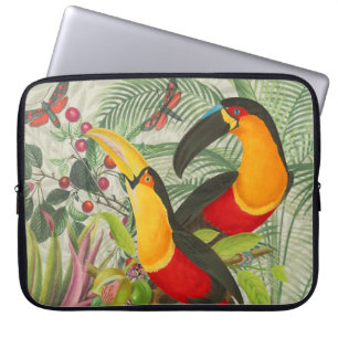 Vibrant Tropical Toucan Birds Art Exotic Jungle Laptop Fodral