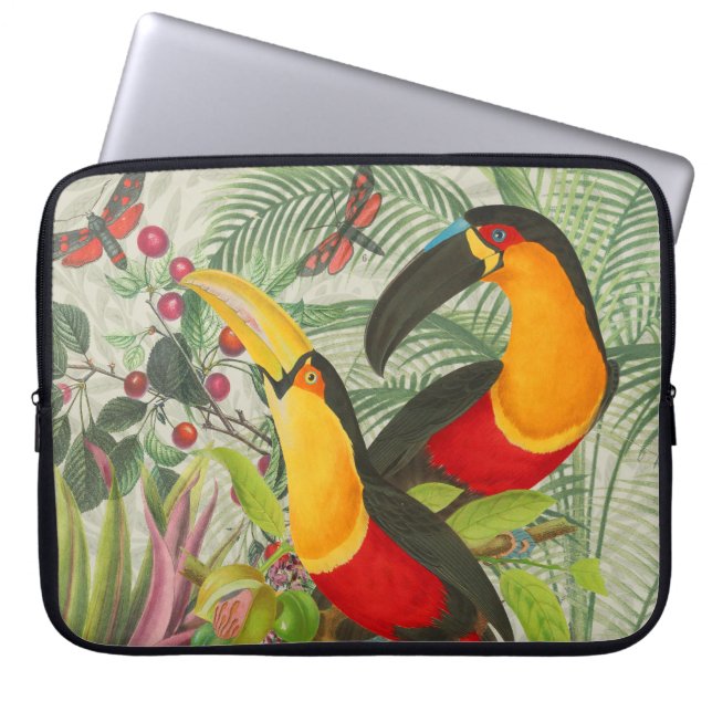 Vibrant Tropical Toucan Birds Art Exotic Jungle Laptop Fodral (Framsidan)