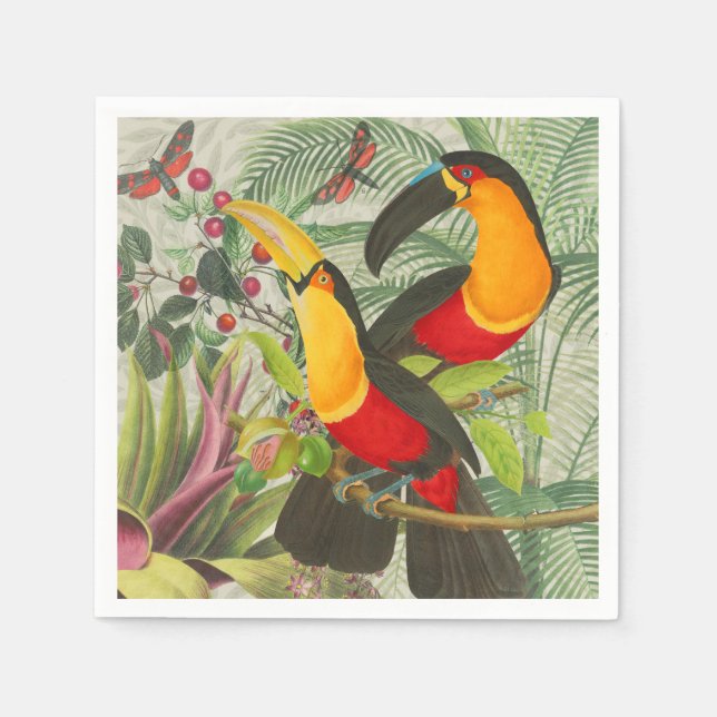Vibrant Tropical Toucan Birds Art Exotic Jungle Pappersservett (Framsidan)