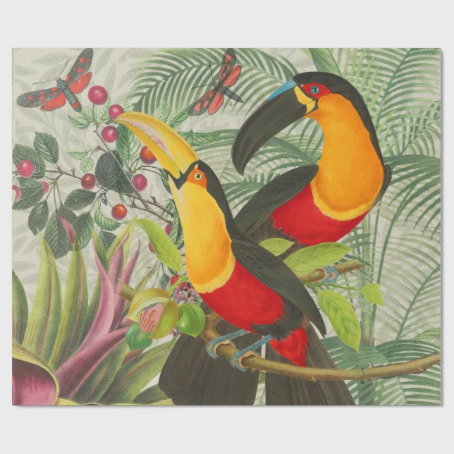 Vibrant Tropical Toucan Birds Art Exotic Jungle Presentpapper (Platt)