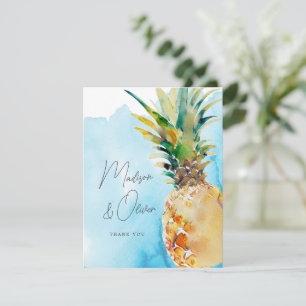 Vibrant tropisk ananas vattenfärg Bröllop Tack Kort