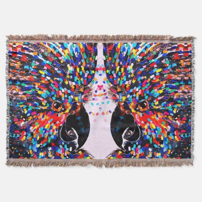 Vibrant tropisk fågelväggskonst i uttryckssymbolen filt (Framsidan)