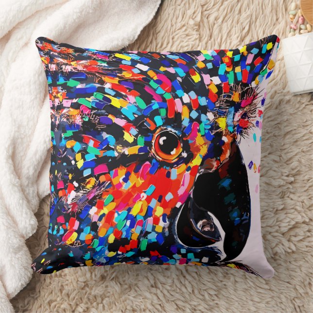 Vibrant tropisk fågelväggskonst i uttryckssymbolen kudde (Filt)