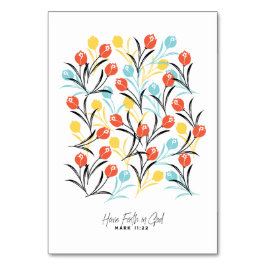 Vibrant Tulip Mönster Blommigt Design på vitt Bordsnummer