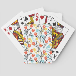 Vibrant Tulip Mönster Blommigt Design på vitt Casinokort