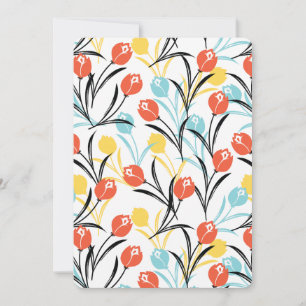 Vibrant Tulip Mönster Blommigt Design på vitt Inbjudningar