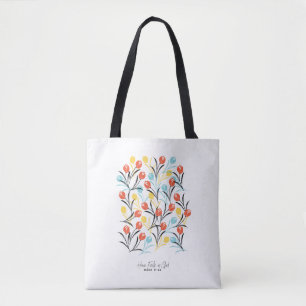 Vibrant Tulip Mönster Blommigt Design på vitt Tygkasse