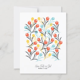 Vibrant Tulip Mönster Blommigt Design på vitt Vykort