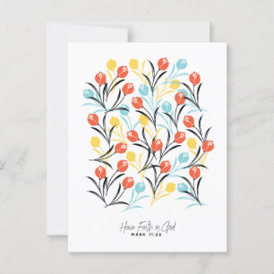 Vibrant Tulip Mönster Blommigt Design på vitt Vykort