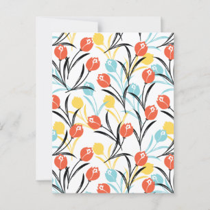 Vibrant Tulip Mönster Blommigt Design på vitt Vykort
