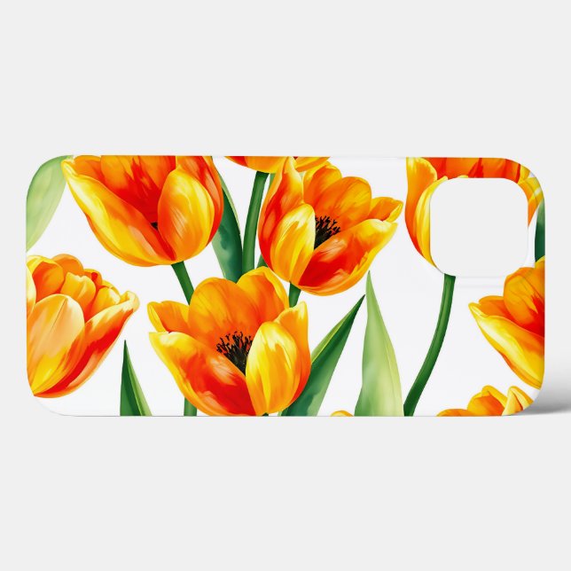 Vibrant Tulips Watercolor Mönster i Bright Gult (Baksida (horisontell))