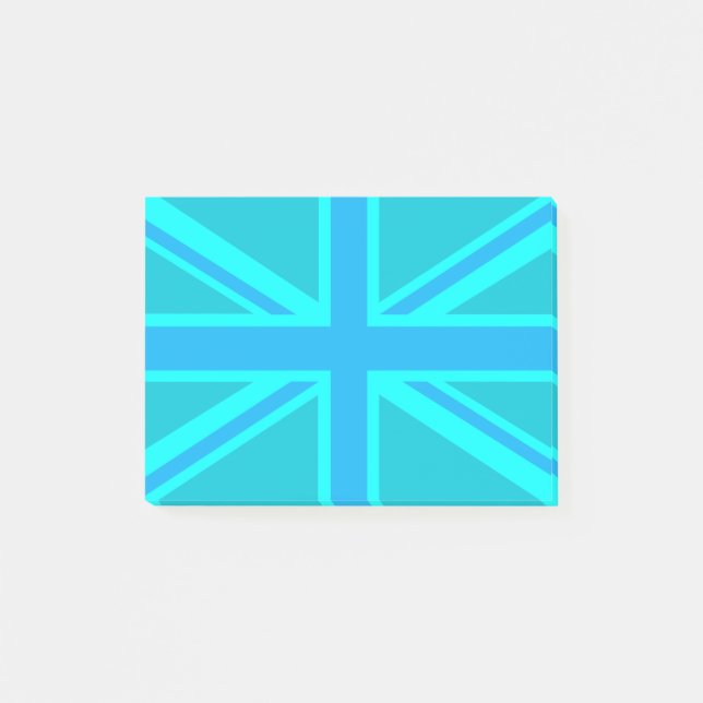 Vibrant Turcos Union Jack British Flagga Post-it Block (Framsida)