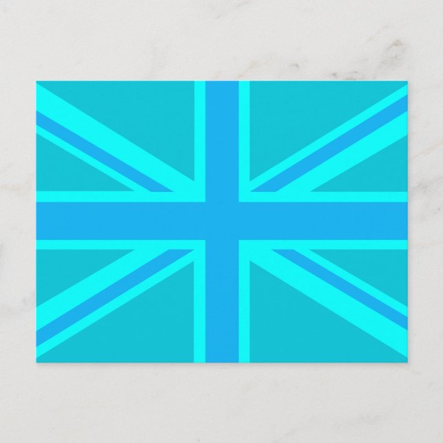 Vibrant Turcos Union Jack British Flagga Vykort (Framsida)
