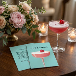 Vibrant turkos hallondryckcocktail Kärlek och Tack Kort