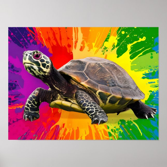 Vibrant Turtle Art Poster (Framsidan)