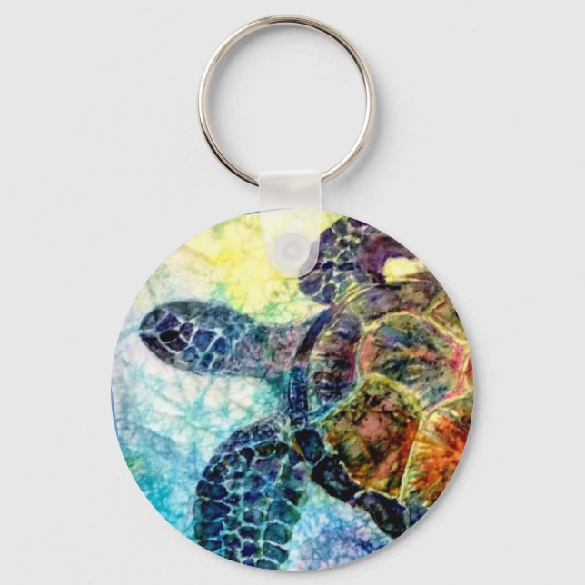 Vibrant Turtle Keychain Nyckelring (Framsida)