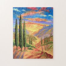 Vibrant Tuscany Ligcape Sunset Orange Grönt