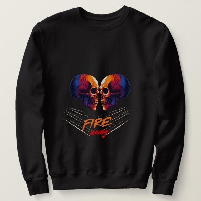 Vibrant Twin Skulls Edgy Graphic Men's Sweatshirt (Design framsida)