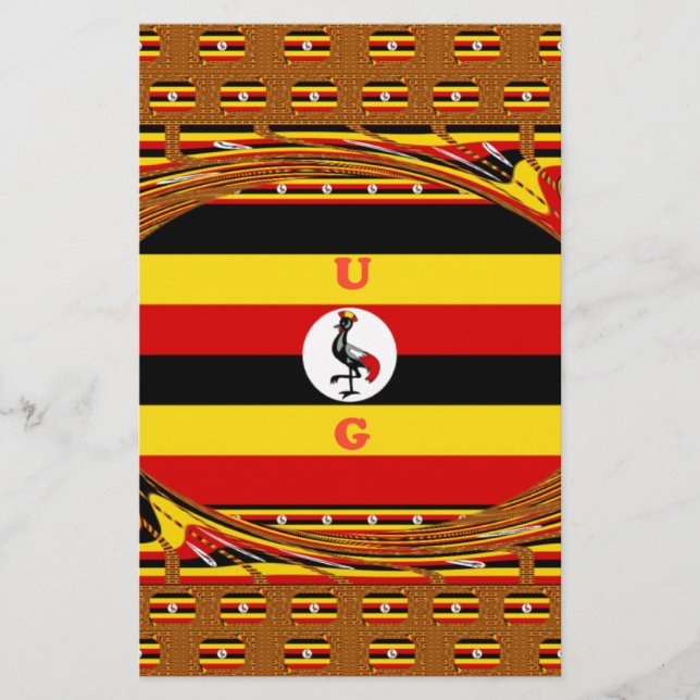 Vibrant Uganda Flagga-Inspired Art Brevpapper (Framsida)
