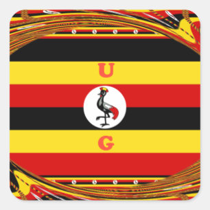 Vibrant Uganda Flagga-Inspired Art Fyrkantigt Klistermärke