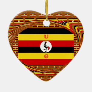 Vibrant Uganda Flagga-Inspired Art Julgransprydnad Keramik