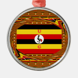 Vibrant Uganda Flagga-Inspired Art Julgransprydnad Metall