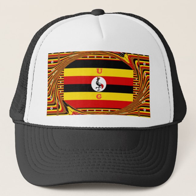 Vibrant Uganda Flagga-Inspired Art Keps (Framsida)