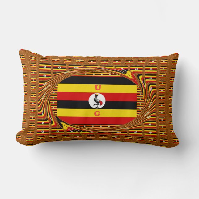 Vibrant Uganda Flagga-Inspired Art Lumbarkudde (Framsida)