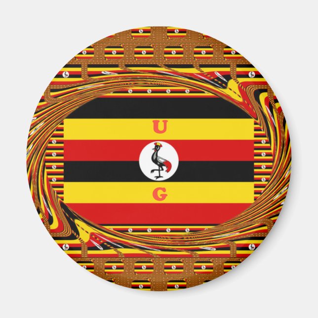 Vibrant Uganda Flagga-Inspired Art Magnet (Framsidan)