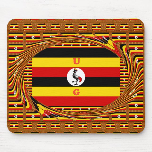 Vibrant Uganda Flagga-Inspired Art Musmatta (Framsidan)