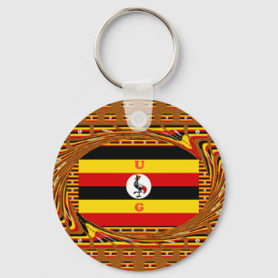 Vibrant Uganda Flagga-Inspired Art Nyckelring