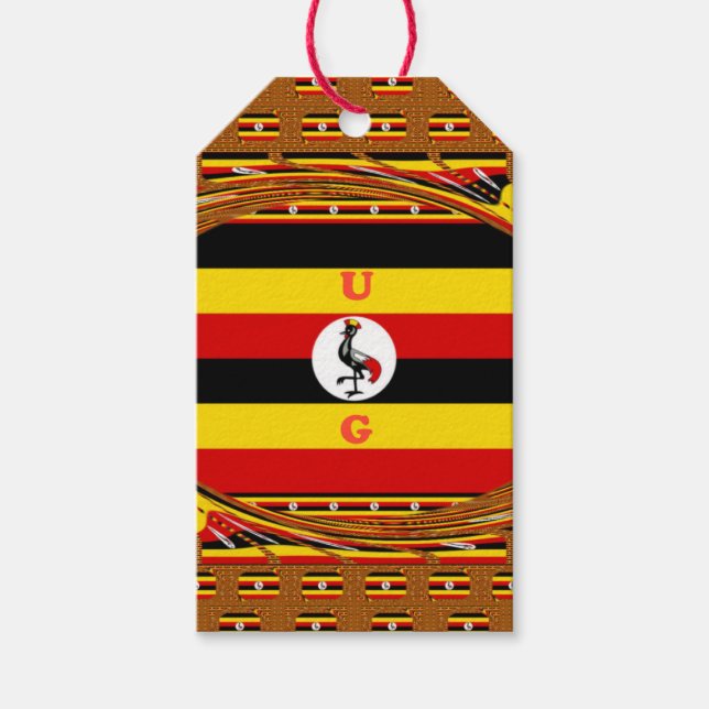 Vibrant Uganda Flagga-Inspired Art Presentetikett (Framsidan)