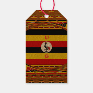 Vibrant Uganda Flagga-Inspired Art Presentetikett