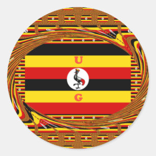 Vibrant Uganda Flagga-Inspired Art Runt Klistermärke