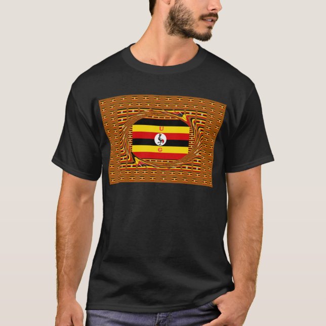 Vibrant Uganda Flagga-Inspired Art Tee Shirt (Framsida)