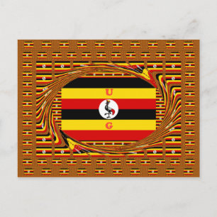 Vibrant Uganda Flagga-Inspired Art Vykort