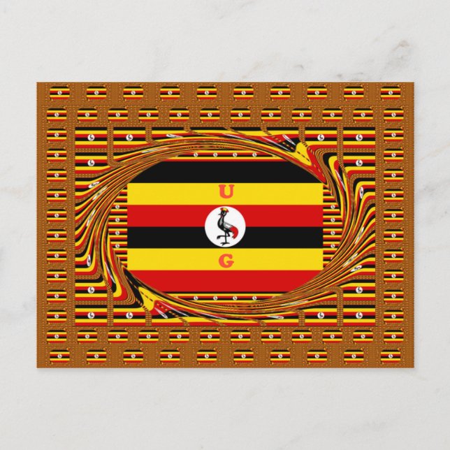 Vibrant Uganda Flagga-Inspired Art Vykort (Framsida)