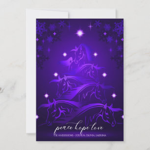Vibrant Ultra Violet Blue Abstrakt jul-häst Julkort