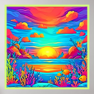 Vibrant undervattenssolnedgång poster