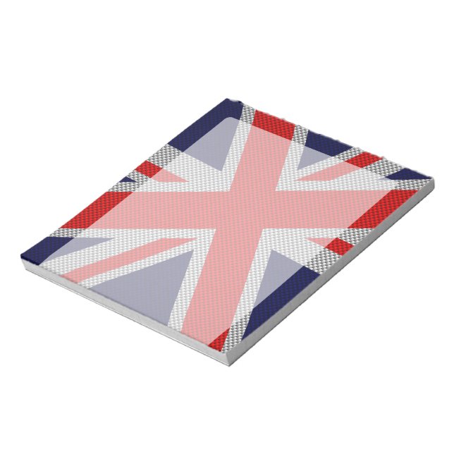 Vibrant Union Jack on Carbon Fiber Stil Print Anteckningsblock (Roterad)