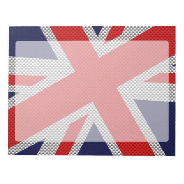 Vibrant Union Jack on Carbon Fiber Stil Print Anteckningsblock (Framsida)