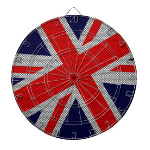 Vibrant Union Jack on Carbon Fiber Stil Print Darttavla