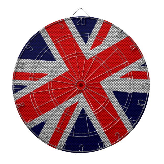 Vibrant Union Jack on Carbon Fiber Stil Print Darttavla (Framsidan)