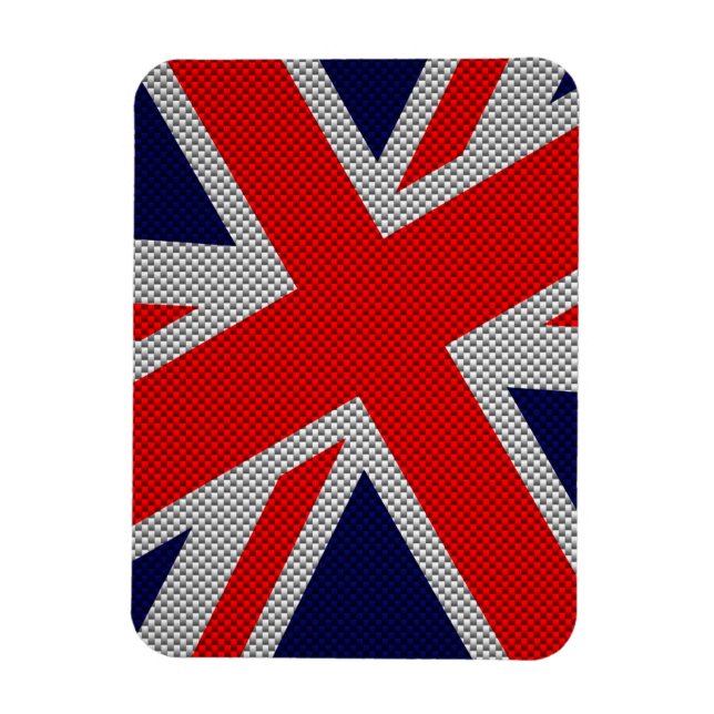 Vibrant Union Jack on Carbon Fiber Stil Print Magnet (Vertikal)